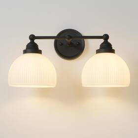 Sc-lwt324b1 Songcilt 2-lights Milk White Glass Wall Sconce Lighting Brass Finished Double Arm Bat