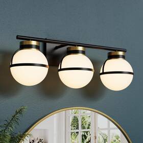Dzk-bg-3-us Soraglitium Black Gold Vanity Lights - Etl Certified 3 Light Mid Centery Modern