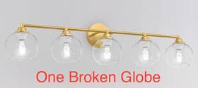 A-5bvl-sgc Spiragesdia Gold Bathroom Light Fixtures 5-light Vanity Lights With Clear Glass Shades