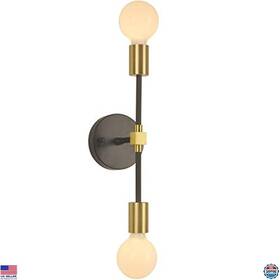 B08hltcfjl Stanley Modern Industrial Wall Sconce 2-light Vanity Fixture - Gold/black Finish