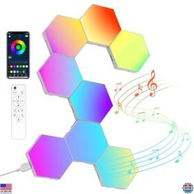 B0brcvtxyk Stanley 8 Pack Rgb Hexagon Led Wall Panels - Smart Modular Gaming Light Tiles