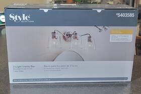 5403585 Style Selections 3 Light Vanity Bar Brushed Nickel Clear Glass New In Box