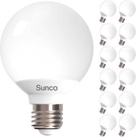 Sunco Lighting 705353667268 12 Pack Vanity Globe Light Bulbs G25 Led For Bathroom Mirror 40w Equivalen