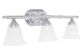 F3653-15 Sunset Lighting 3-light Vanity Sconce With Faux Alabaster Glass Polished Chrome F