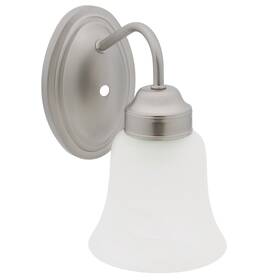 F3331-53 Sunset Lighting Faux Alabaster Glass Wall Sconce Satin Nickel Finish