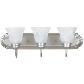 F3563-53 Sunset Lighting Vanity With Faux Alabaster Glass Satin Nickel Finish