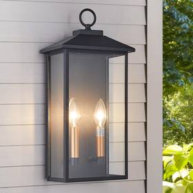 W2302-bk Tarentlight 18 Inch Wall Light In Clear Glass And Textured Black Golden Candle Cap Sl