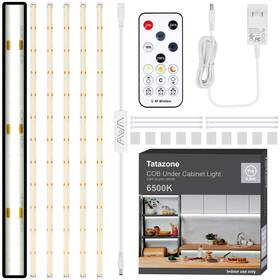 Lsscobl38420nc Tatazone 6pcs Cob Under Cabinet Lighting With Rf Remote 9.84ft 6500k Bright Dimmable