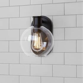 10240 Tawson Dan Modern Farmhouse 1-light Wall Sconces Light With Clear Glass Globe Shade In