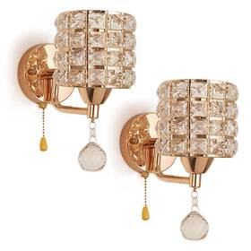 Teem 898647102552 Modern Luxury Gold Crystal Wall Sconces Set Of 2 Hardwired Lights Standard E