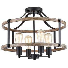 Teenyo 712885411368 Farmhouse Light Fixtures Ceiling 4-light Semi Flush Mount 18-inch Rusti