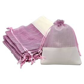 Ps5pk-24 Thedisplayguys For Your Modern Living 24-pack Linen And Pink Organza Gift Bags Ps5pk-24 Thedisplayguys For Your Modern Living 24-pack Linen And Pink Organza Gift Bags