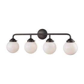 Cn120411 Thomas Lighting Beckett 4-light Oil Rubbed Bronze And Opal White Glass Bath