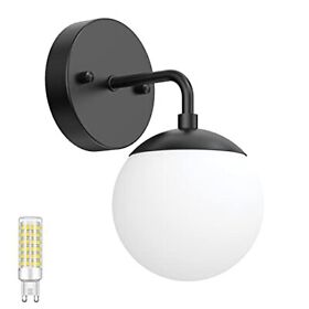 Tipace Black Wall Sconce 1 Light Modern Globe