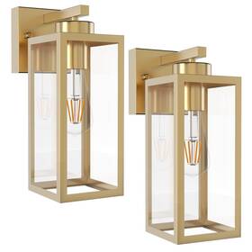 Hu-xi-79 Tipace Outdoor Wall Lantern 2 Pack Gold Exterior Sconce With Clear Glass