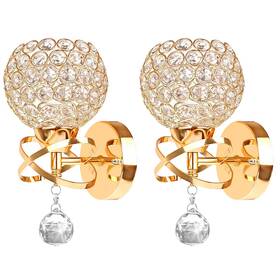Tislyco 894702001085 Gold Wall Sconces Set Of Modern Crystal Lights With E26 Socket Hardwir