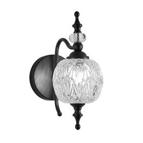W233-1b Tlolgt Black 1-light Wall Light Fixtures With Crystal Glass Shade Vintage Bathroom W