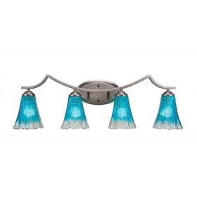554-gp-725 Toltec Lighting 009025096302 Zilo 4 Light Bath Bar 5.5 Inch Teal Crystal Glass