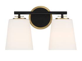 Tw82277mbknb Trade Winds Lighting Nell 2-light Bathroom Vanity Light In Matte Black And Natural Brass