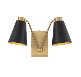 Tw92276mbknb Trade Winds Lighting Maya 2-light Wall Sconce Iwith Natural Brass Accents
