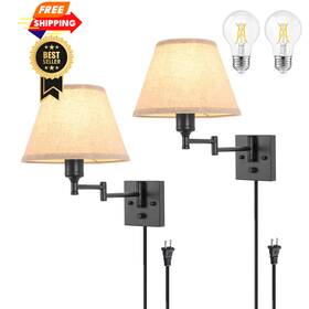 Trlife 750139661855 Wall Sconce Plug In Dimmable Sconces Set Of Two Medium Beige