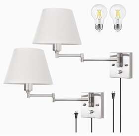 Trlife 750139661862 Dimmable Plug In Wall Sconces Set Of Two Swing Arm Light