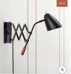 Trlife 796862906108 Crate And Barrel Morgan Black Adjustable Arm Plug In Wall Sconce Light