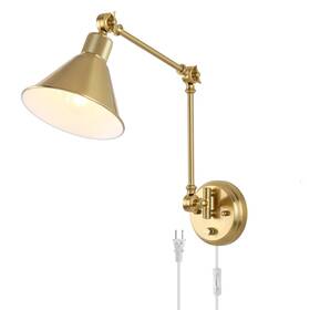 Two-armsbr-01 Trlife Wall Sconce Plug In Brushed Brass Dimmable Swing Arm
