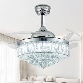 Bl-cf-03001 Trssdre Fandelier Ceiling Fans With Lights And Remote Control Crystal Chandelier Ceil