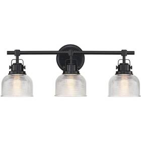 Td20009w True Fine 24 Inch 3-light Black Bathroom Vanity Light With Clear Prismatic Glass