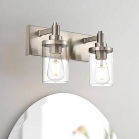 St-ting-l1408 Tuluce 2 Lights Vanity Wall Light Brushed Nickel Bathroom Fixture With St-ting-l1408 Tuluce 2 Lights Vanity Wall Light Brushed Nickel Bathroom Fixture With