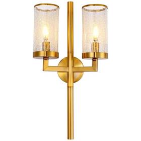 81010000048058 Tyhoger Double Sconce 2-light Wall Light With 4 Inch Crackled Style Glass