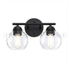 Ssl-41923bk Uixe Modern Matte Black Bathroom Vanity Light Globe Glass Shade E26 Hardwired