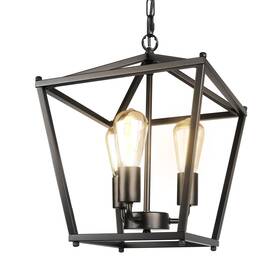 Kd-9104s Unicozin Black Lantern Pendant Light 3 Lights Farmhouse Chandelier Fixture W