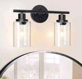 Rj-wr02 Unicozin 2 Light Vanity Lights Black Wall Sconce With Clear Glass