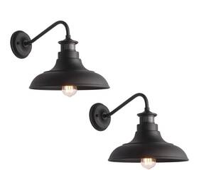 Untrammelife 784529200157 Gooseneck Wall Sconce Barn Lights 2-packs Matte Black Farmhouse Outdoor