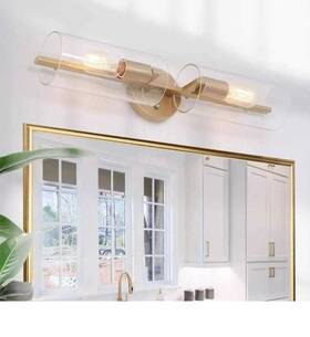 07afbnhd24309nv Uolfin Cylinder Bathroom Light 2-light Brass Gold Wall Sconce A04309