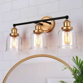 3qqnquuo4614f7 Uolfin Wall Sconce Light 7.1 Inch X21.7 X9.8 3-light Black Brass Bell With Glass Shades 3qqnquuo4614f7 Uolfin Wall Sconce Light 7.1 Inch X21.7 X9.8 3-light Black Brass Bell With Glass Shades
