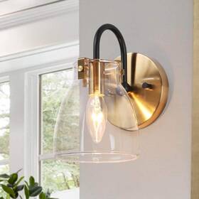 628b8yiraeb87w1 Uolfin Black And Gold Wall Sconce 1-light Modern Transitional Bathroom Vanity