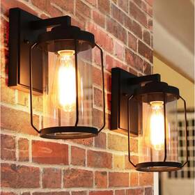 Uolfin 810070945879 Spera 1-light Minimalist Modern Outdoor Black Wall Lantern Sconce 2-pack