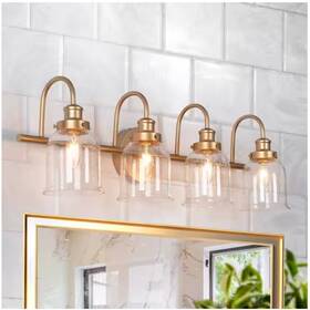 Uolfin 810125682520 Modern Bell Bathroom Vanity Light 28.3-in 4-light Brass Gold Wall Sconce Uolfin 810125682520 Modern Bell Bathroom Vanity Light 28.3-in 4-light Brass Gold Wall Sconce