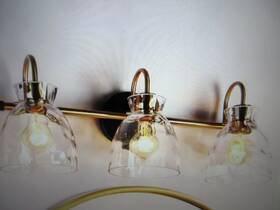 Bqqymvhd23599g6 Uolfin 22.8 Inch 3-light Black And Brass Bell Bathroom Vanity Light With Shade