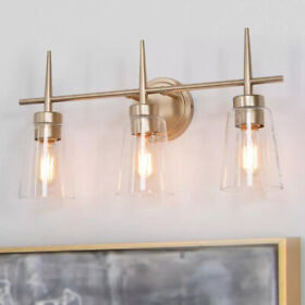 77q26nhd240256b Uolfin Farmhouse Gold Bathroom Dule 3-light Modern Bell Brass Vanity Light Bar