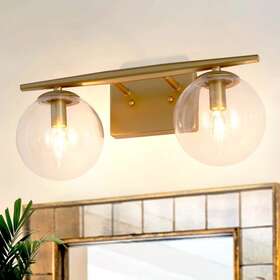 M7irfqhd242957r Uolfin Vanity Light 6.7 Inch X16.5 X7.9 2light Modern Brass Gold Round Glass Shades