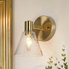 Yiebaruo4581i7 Uolfin Modern Gold Wall Sconce Light 1-light Traditional Bell Hallway Seeded Glass For