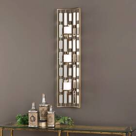 04045 Uttermost Loire 38 Inch H Gold Iron Mirrored Candle Holder Wall Sconce New Rare