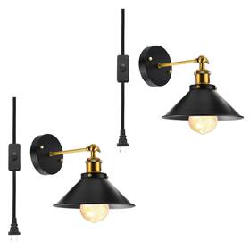 Uxcell 731618188797 2pcs Wall Sconces Wall-mount Lights Vintage Lamps With Plug-in Cord Switch