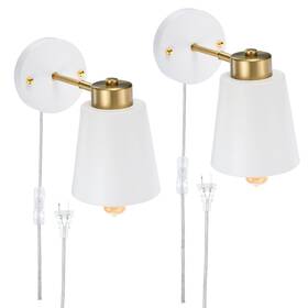 Uxcell 731618356820 2pcs Plug In Wall Sconces Adjustable Lights With Switch For Bedside White