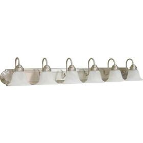 V1346-33 Vanity Lighting 48 In. 6-light Dimmable Rectangle Steel In Brushed Nickel