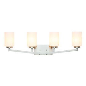 Vanity Lighting Brushed Nickel Light Bathroom Wall White Glass
